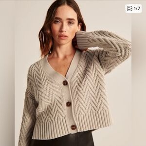 Abercrombie Herringbone Stitch Cardigan Light Brown